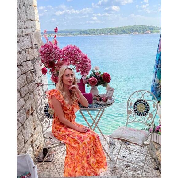 NWT! Zara Linen Floral Ruffled Midi V-Neck Dress - Blogger Favorite - Size XL - Picture 8 of 16